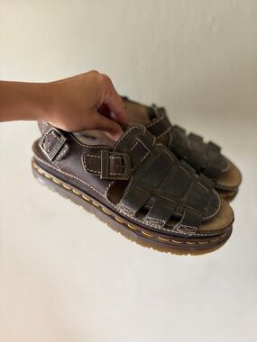 Dr. Martens Dark Brown Leather Classic Fisherman Sandals EUC